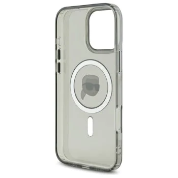 Калъф за iPhone 16 Pro - Karl Lagerfeld IML MagSafe (KLHMP16LHLHLSKIK) - Metal Karl`s Head