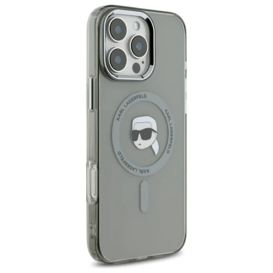 Калъф за iPhone 16 Pro - Karl Lagerfeld IML MagSafe (KLHMP16LHLHLSKIK) - Metal Karl`s Head