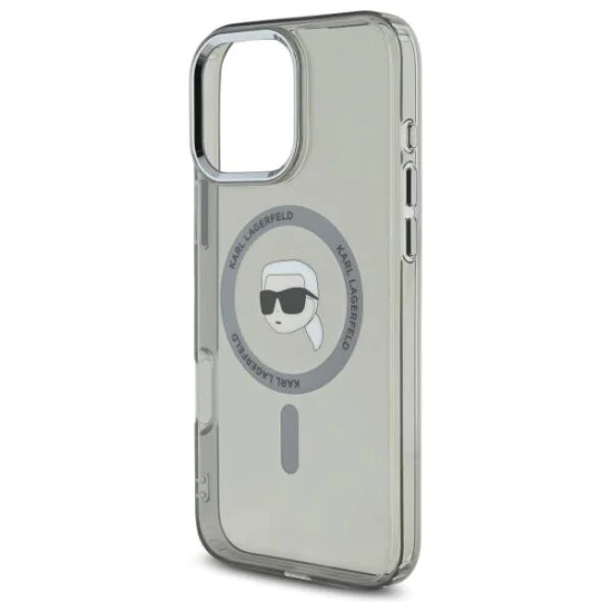 Калъф за iPhone 16 Pro - Karl Lagerfeld IML MagSafe (KLHMP16LHLHLSKIK) - Metal Karl`s Head