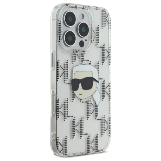 Калъф за iPhone 16 Pro - Karl Lagerfeld IML Luxury Electroplated (KLHCP16LHKLKLKPKHT) - Transparent Karl Head