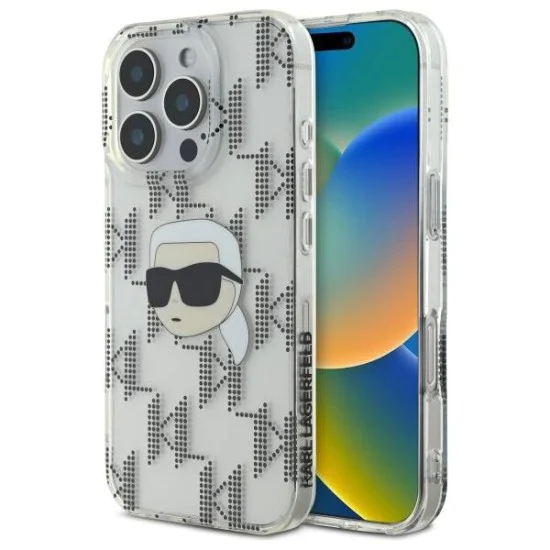 Калъф за iPhone 16 Pro - Karl Lagerfeld IML Luxury Electroplated (KLHCP16LHKLKLKPKHT) - Transparent Karl Head