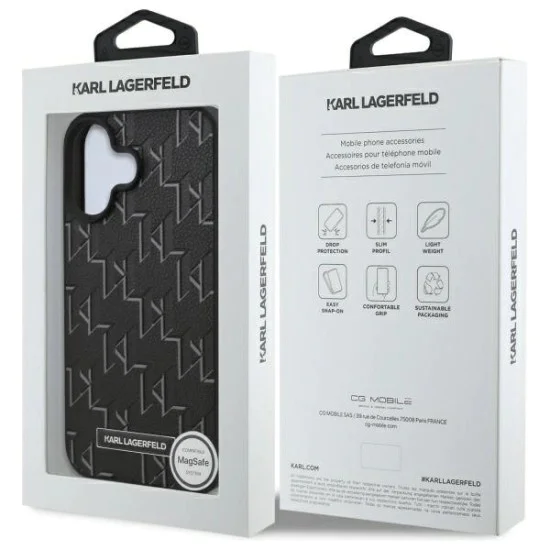 Калъф за IPhone 16 - Karl Lagerfeld Leather MagSafe (KLHMP16SPKHPORPK) - Hot Stamp