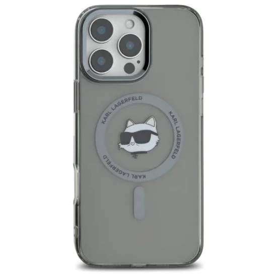 Калъф за iPhone 16 Pro - Karl Lagerfeld IML MagSafe (KLHMP16LHLHLSCHK) - Metal Choupette`s Head