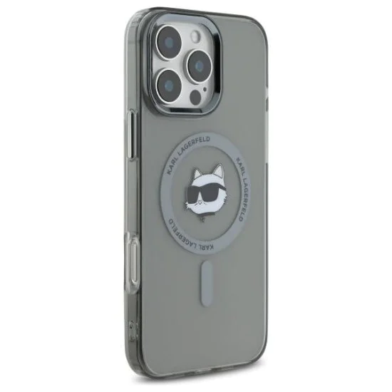 Калъф за iPhone 16 Pro - Karl Lagerfeld IML MagSafe (KLHMP16LHLHLSCHK) - Metal Choupette`s Head