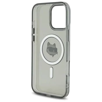 Калъф за iPhone 16 Pro - Karl Lagerfeld IML MagSafe (KLHMP16LHLHLSCHK) - Metal Choupette`s Head