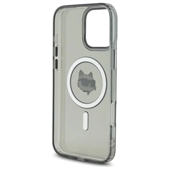 Калъф за iPhone 16 Pro - Karl Lagerfeld IML MagSafe (KLHMP16LHLHLSCHK) - Metal Choupette`s Head