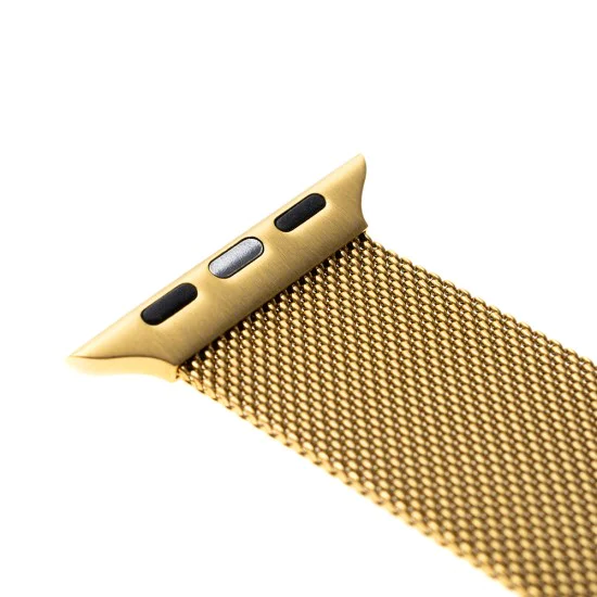 Каишка за Apple Watch 1/2/3/3/4/4/5/5/6/6/7/8/7/8/9/10/10/SE/SE 2 (38/40/41/42 mm ) - Фиксирана мрежеста каишка - злато