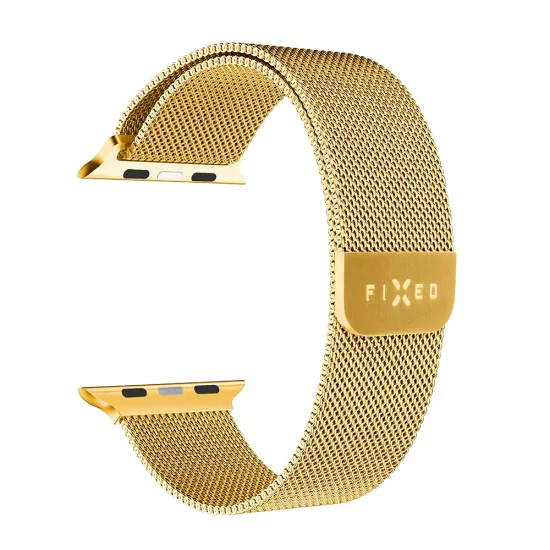 Каишка за Apple Watch 1/2/3/3/4/4/5/5/6/6/7/8/7/8/9/10/10/SE/SE 2 (38/40/41/42 mm ) - Фиксирана мрежеста каишка - злато