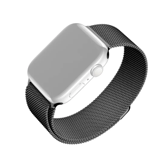 Каишка за Apple Watch 1/2/3/3/4/4/5/5/6/6/7/8/7/8/9/10/10/SE/SE 2 (38/40/41/42 mm ) - Фиксирана мрежеста каишка - черна