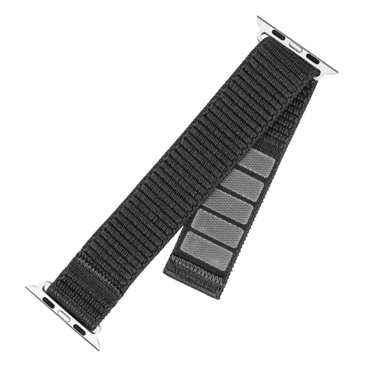 Каишка за Apple Watch 1/2/3/3/4/4/5/5/6/6/7/8/7/8/9/10/10/SE/SE 2 (38/40/41/42 mm ) - Фиксирана найлонова спортна каишка - тъмно сива