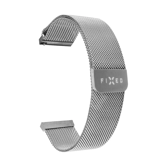 Каишка за Samsung Galaxy Watch 4/5/Active 2, Huawei Watch GT 3 (42 мм)/GT 3 Pro (43 мм) - Фиксирана мрежеста каишка - Сребрист