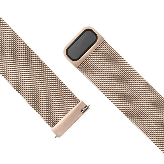 Каишка за Huawei Watch GT 2 (46 мм)/GT 2 Pro/GT 3 Pro (46 мм)/Ultimate, Xiaomi Watch S1 - фиксирана мрежеста каишка - розово злато