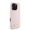 Калъф за iPhone 16 Pro - Guess Silicone Script Metal Logo & Frame (GUHCP16LSMBSLP) - Розов
