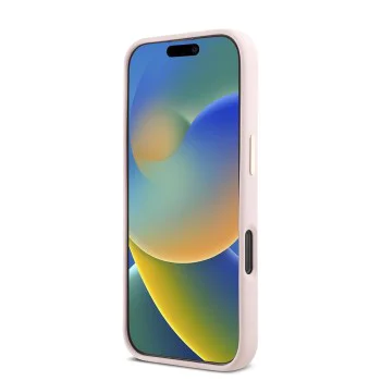 Калъф за iPhone 16 Pro - Guess Silicone Script Metal Logo & Frame (GUHCP16LSMBSLP) - Розов