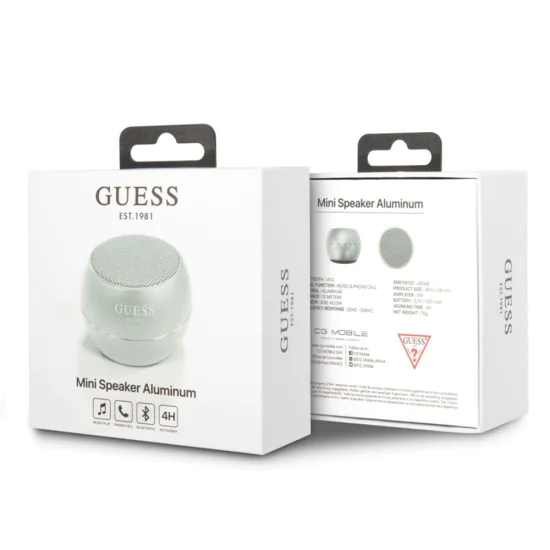 Преносим Bluetooth 5.0 високоговорител, 3W, 300mAh, 4H - Guess (GUWSALGEG) - сив