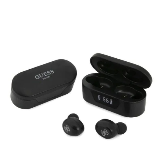 Слушалки за поставяне в ушите, Bluetooth 5.0, TWS, IPX4 - Guess (GUTWSTST31EK) - черни