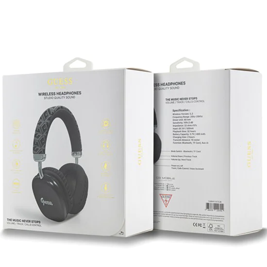 Слушалки Bluetooth Over-ear, 400mAh - Guess GCUBE Metallic Script Logo (GUBHK1GCTCSK) - черни