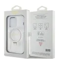 Калъф за iPhone 15 Pro - Guess Ring Stand Script Glitter MagSafe (GUHMP15LHRSGSD) - Прозрачен