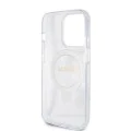 Калъф за iPhone 15 Pro - Guess Ring Stand Script Glitter MagSafe (GUHMP15LHRSGSD) - Прозрачен