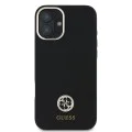 Калъф за iPhone 16 - Guess Silicone Logo Rhinestone 4G (GUHCP16SM4DGPK) - Черен