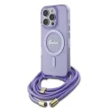 Калъф за iPhone 16 Pro - Guess IML Crossbody Cord Cord Script MagSafe (GUHMP16LHCTSGNSU) - Лилав