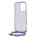 Калъф за iPhone 16 Pro - Guess IML Crossbody Cord Cord Script MagSafe (GUHMP16LHCTSGNSU) - Лилав