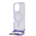 Калъф за iPhone 16 Pro - Guess IML Crossbody Cord Cord Script MagSafe (GUHMP16LHCTSGNSU) - Лилав