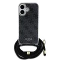 Калъф за iPhone 16 - Guess Crossbody Cord 4G Print (GUHCP16SHC4SEK) - Черен