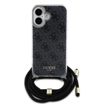Калъф за iPhone 16 - Guess Crossbody Cord 4G Print (GUHCP16SHC4SEK) - Черен
