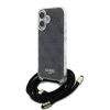 Калъф за iPhone 16 - Guess Crossbody Cord 4G Print (GUHCP16SHC4SEK) - Черен