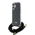 Калъф за iPhone 16 - Guess Crossbody Cord 4G Print (GUHCP16SHC4SEK) - Черен