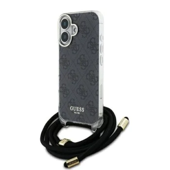 Калъф за iPhone 16 - Guess Crossbody Cord 4G Print (GUHCP16SHC4SEK) - Черен