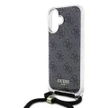 Калъф за iPhone 16 - Guess Crossbody Cord 4G Print (GUHCP16SHC4SEK) - Черен