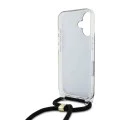 Калъф за iPhone 16 - Guess Crossbody Cord 4G Print (GUHCP16SHC4SEK) - Черен