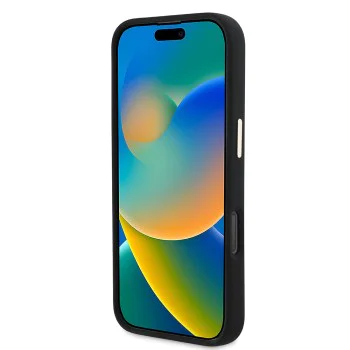 Калъф за iPhone 16 Pro - Guess - Silicone Script Metal Logo & Frame (GUHCP16LSMBSLK) - Черен