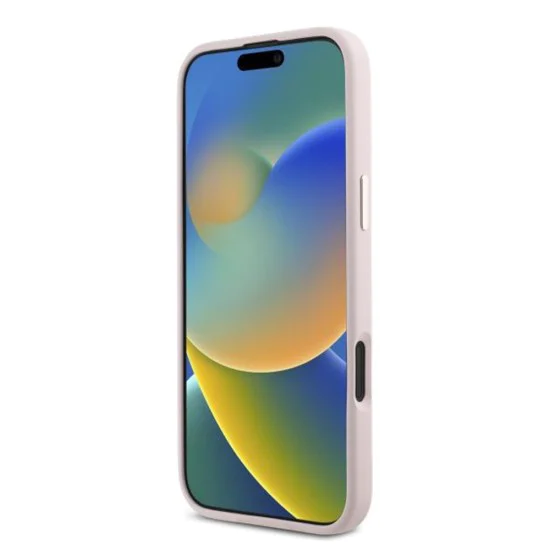 Калъф за iPhone 16 Plus - Guess Silicone Script Metal Metal Logo & Frame (GUHCP16MSMBSLP) - Розов