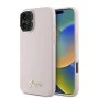 Калъф за iPhone 16 Plus - Guess Silicone Script Metal Metal Logo & Frame (GUHCP16MSMBSLP) - Розов