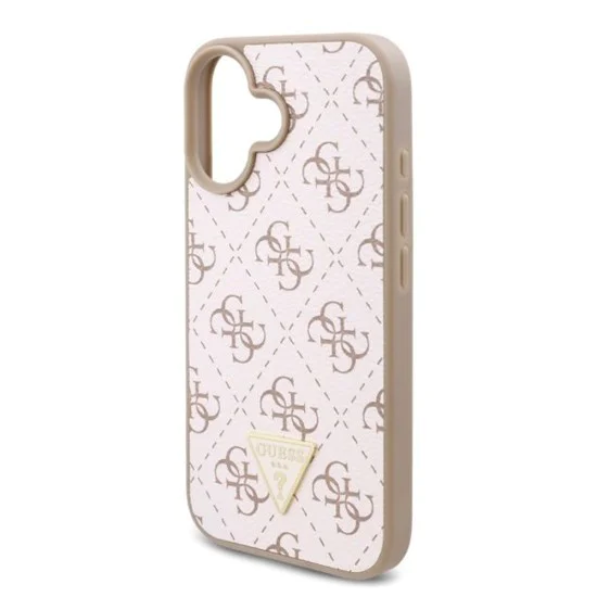 Калъф за iPhone 16 Plus - Guess Hardcase 4G Triangle Metal Metal Logo (GUHCP16MPG4GPH) - Бял