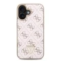 Калъф за iPhone 16 Plus - Guess Hardcase 4G Triangle Metal Metal Logo (GUHCP16MPG4GPH) - Бял