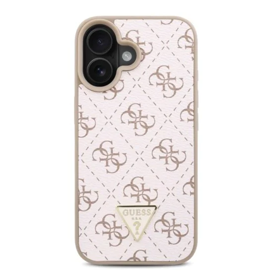 Калъф за iPhone 16 Plus - Guess Hardcase 4G Triangle Metal Metal Logo (GUHCP16MPG4GPH) - Бял