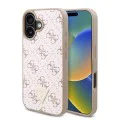 Калъф за iPhone 16 Plus - Guess Hardcase 4G Triangle Metal Metal Logo (GUHCP16MPG4GPH) - Бял