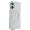 Калъф за iPhone 16 - Guess IML Glitter Circle MagSafe (GUHMP16SHFGERET) - Прозрачен