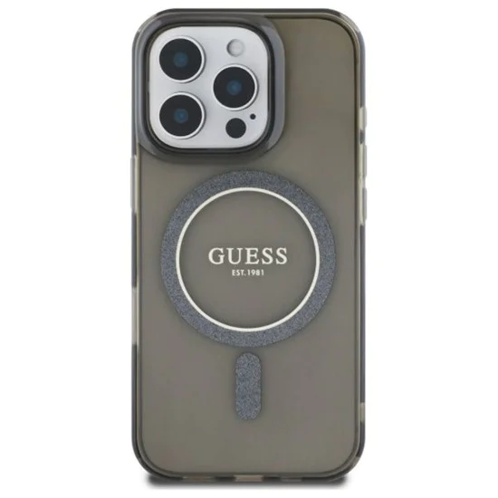 Калъф за iPhone 16 Pro - Guess IML Glitter Circle MagSafe MagSafe MagSafe (GUHMP16LHFGEREK) - Черен