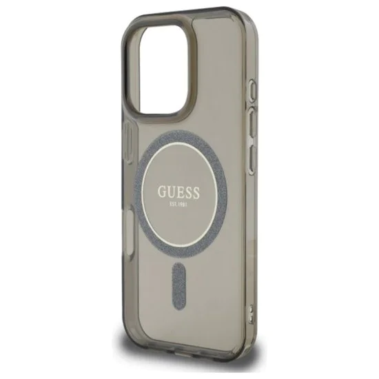 Калъф за iPhone 16 Pro - Guess IML Glitter Circle MagSafe MagSafe MagSafe (GUHMP16LHFGEREK) - Черен