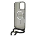 Калъф за iPhone 16 Pro - Guess IML Crossbody Cord Cord Script MagSafe (GUHMP16LHCTSGNSK) - черен