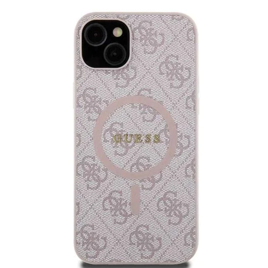 Калъф за iPhone 14 - Guess 4G Ring Classic Classic Logo MagSafe (GUHMP14SG4GFRP) - Розов