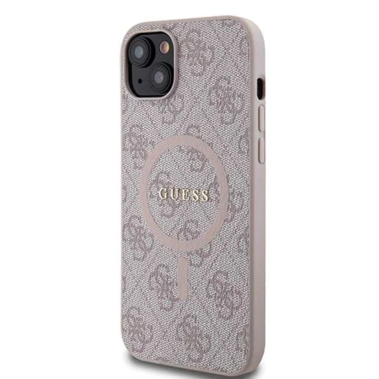 Калъф за iPhone 14 - Guess 4G Ring Classic Classic Logo MagSafe (GUHMP14SG4GFRP) - Розов