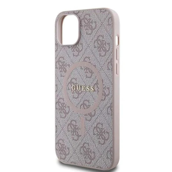 Калъф за iPhone 14 - Guess 4G Ring Classic Classic Logo MagSafe (GUHMP14SG4GFRP) - Розов