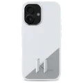Калъф за iPhone 16 - Karl Lagerfeld Silicone (KLHMP16SSCMKMPCH) - White Shadow Metal Initial