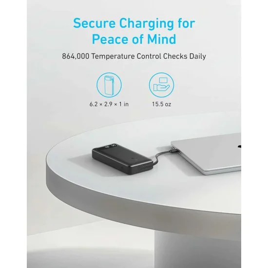 Външна батерия 2x Type-C, 1x USB, 20000mAh, 87W - Anker PowerCore (A1383H11) - Черен